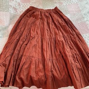 Fall long ruffled tiered skirt🍁